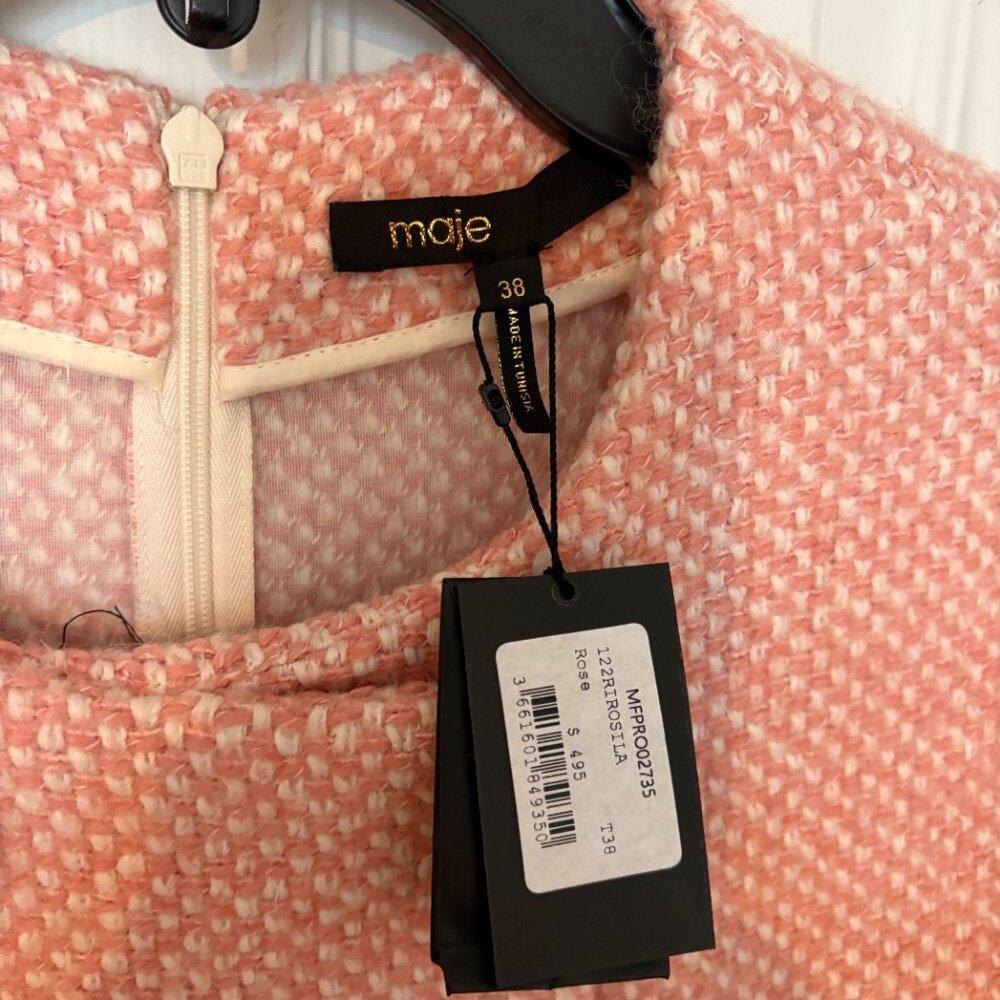 Maje Pink and ecru mottled tweed dress - Picture 3 of 5